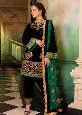 Muzlin-Velvet Embroidered Winter 3 Piece Suit - kp551